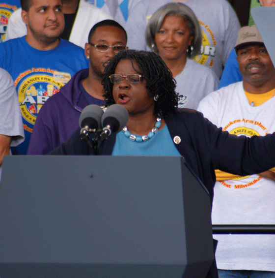 Gwen Moore, Democratic Congresswoman for Wisconsin, at Labor Fest 2010. Photo by Brittany McGrail / Brittany.McGrail@Marquette.edu