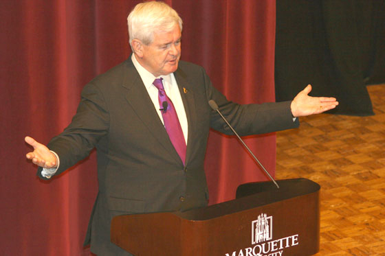 Gingrich came to Marquette last Thursday as a campaign stop. Photo by Benjamin Gozun/benjaminmatthew.gozun@marquette.edu