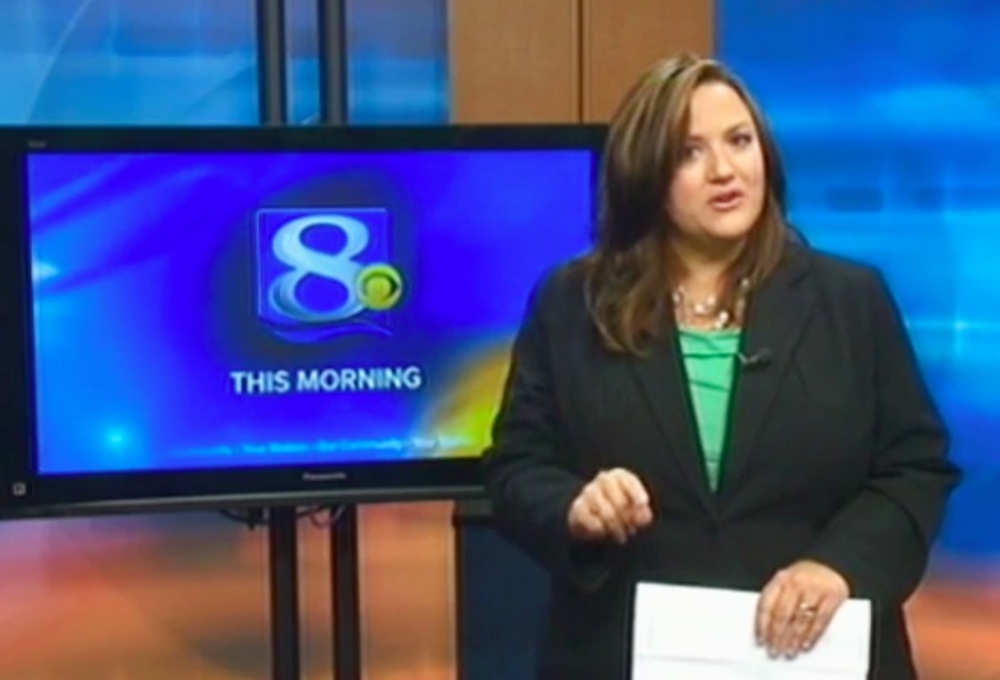 This frame grab provided by WKBT-TV in La Crosse, Wis., shows television anchorwoman Jennifer Livingston Tuesday, Oct. 2, 2012, during her broadcast responding to a viewer who wrote her an email criticizing her weight. (AP Photo/Courtesy WKBT-TV)