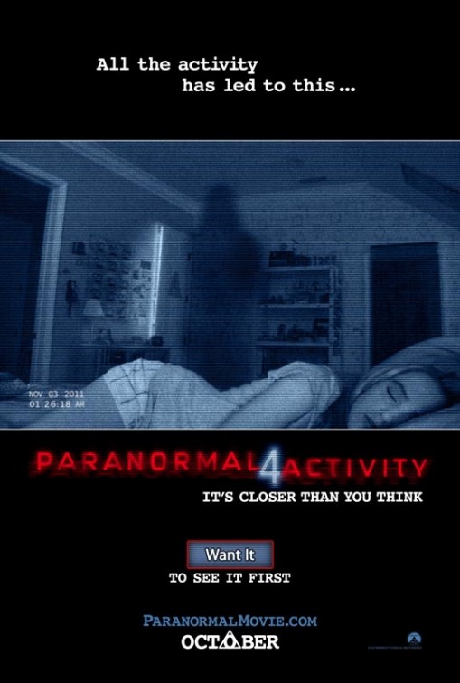 The latest installment of the Paranormal Activity series came out Oct. 19. Photo via impawards.com