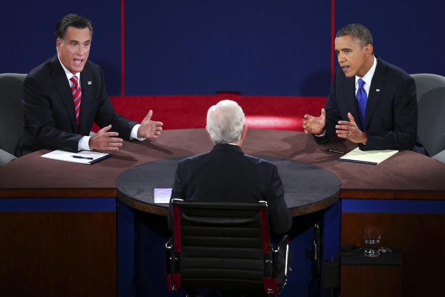 Republican+presidential+nominee+Mitt+Romney+and+President+Barack+Obama+answer+a+question+during+the+third+presidential+debate+at+Lynn+University%2C+Monday%2C+Oct.+22%2C+2012%2C+in+Boca+Raton%2C+Fla.+%28AP+Photo%2FPool-Win+McNamee%29