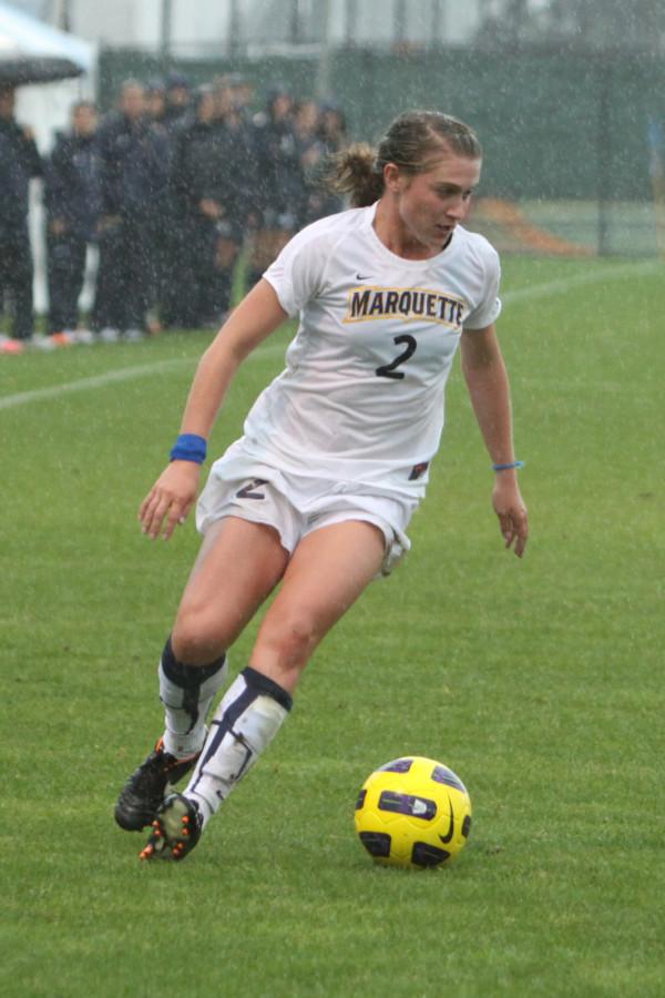Sophomore forward Mady Vicker scored the tying goal with 30 seconds left in Marquettes 3-1 win over Princeton on Thursday. Photo courtesy of Marquette Athletics.
