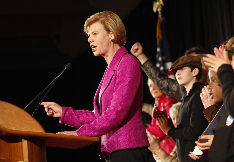 U.S. Rep. Tammy Baldwin, D-Wis., make her victory speech Tuesday, Nov. 6, 2012, in Madison, Wis. Baldwin beat former Wisconsin Gov. Tommy Thompson in the race for Wisconsins U.S. Senate seat. Photo by Andy Manis/ Associated Press