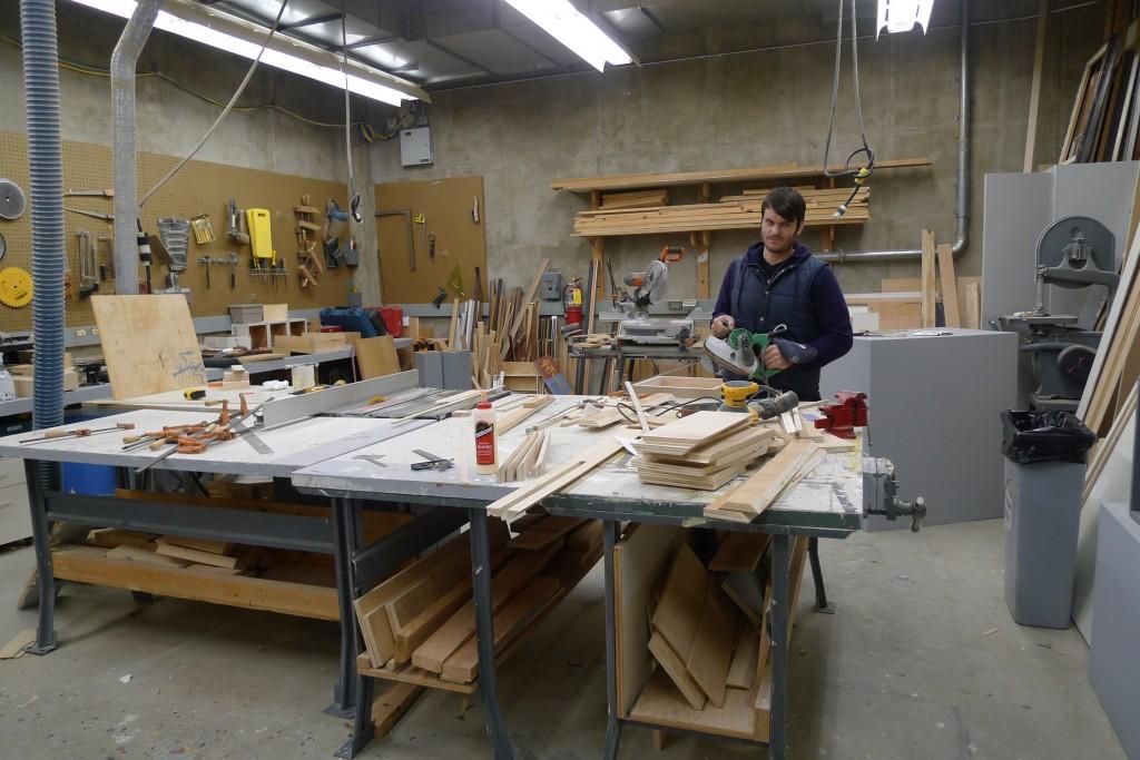 Dan Herro working in his wood shop