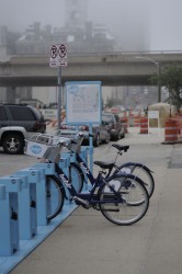 A Bublr Bikes station in the Third Ward, one of nine in downtown Milwaukee. Photo by Cassie Rogala / cassierogala@gmail.com