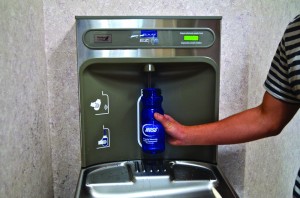 Students are now able to fill up water bottles at automated stations throughout campus after Marquette installed the machines using funds from Marquette Student Government's reserve fund. Photo by Matthew Serafin / matthew.serafin@marquette.edu.