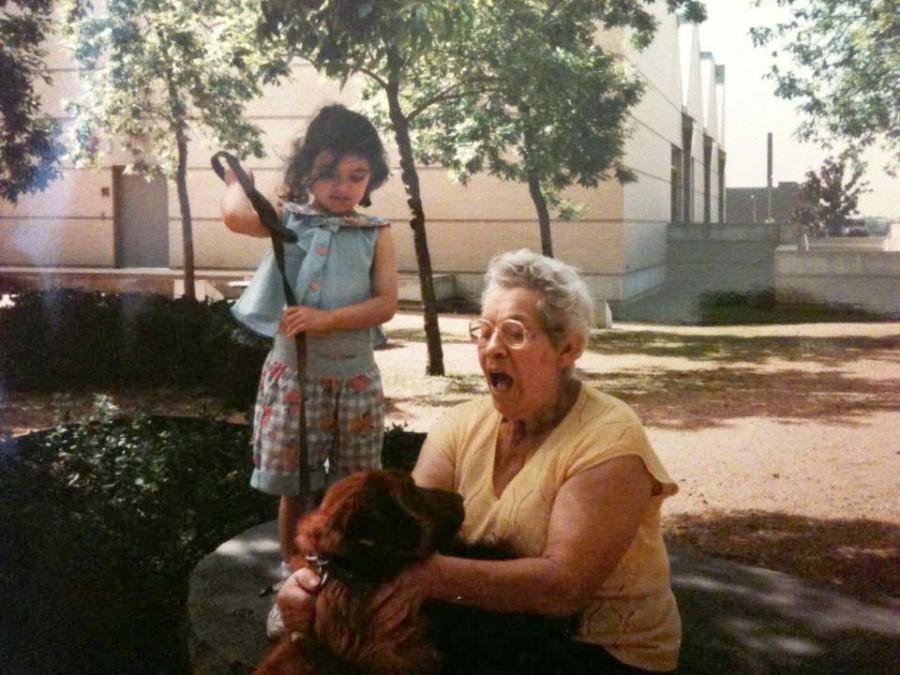 My late grandmother, dog, and I as a toddler, outside the Haggerty Museum of Art on campus. 