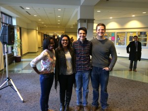 (From left to right) EVP Natalie Pinkney, EVP-elect Aliya Manjee, President-elect Zachary Wallace and President Kyle Whelton pose for a photo after Thursday's election results were announced Friday afternoon.