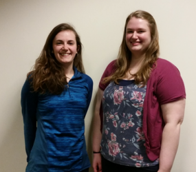 Katie Hoffmeister (right) and Becky made the wheelchair for Sam. Photo by Devi Shastri / devi.shastri@marquette.edu