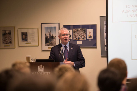 Roy Norton speaks to Marquette students and faculty. Photo by Maryam Tunio /maryam.tunio@marquette.edu