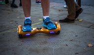 Student riding on hoverboard. Photo by Nolan Bollier /nolan.bollier@marquette.edu