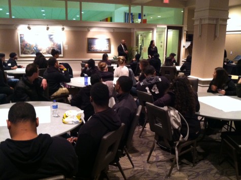 Students discuss ideas in small groups in the Alumni Memorial Union. Photo by Clara Hatcher /clara.hatcher@mu.edu