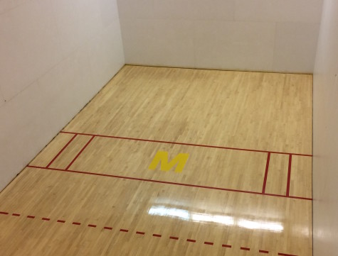 Racquet ball courts turn into putting greens and available space for golf practice and learning.