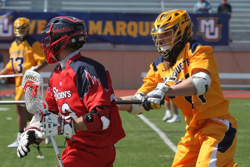 Liam Byrnes is the program leader in loose balls and forced turnovers (Photo by Alicia Mojica/Marquette Images)