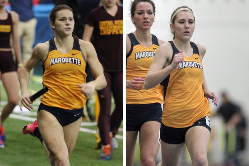 Cassy Goodrich (left) and Nicole Ethier (right) broke team records in consecutive weeks. Photos courtesy of Bert Rogers (left) and Maggie Bean (right)
