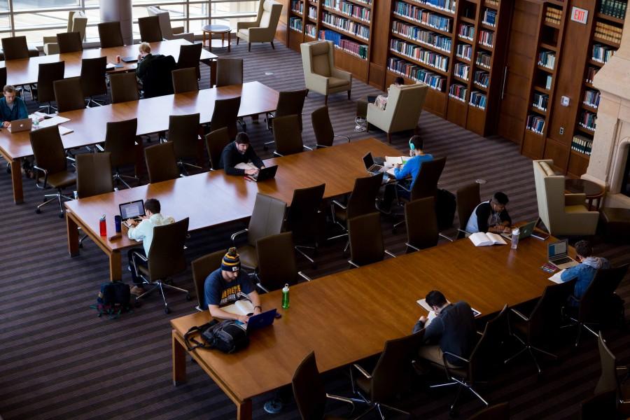 Marquette law students study in the reading room of Eckstein Hall. 