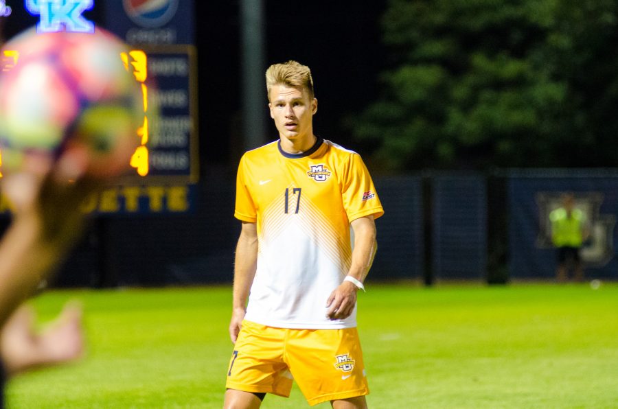 Maertins scored his first goal as a Golden Eagle against Northern Illinois.
