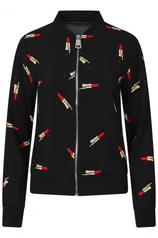 Giamba Lipstick-Print Bomber Jacket in Black