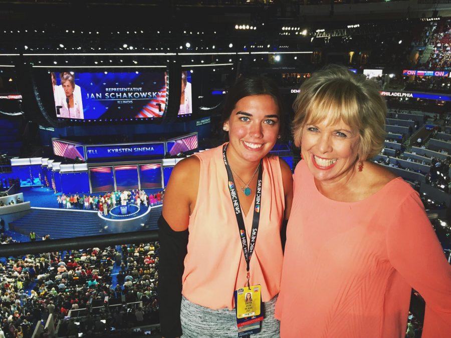 Colleen Ahern, a junior in the College of Arts and Sciences, poses at the Democratic national Convention. She is studying abroad in Rome.