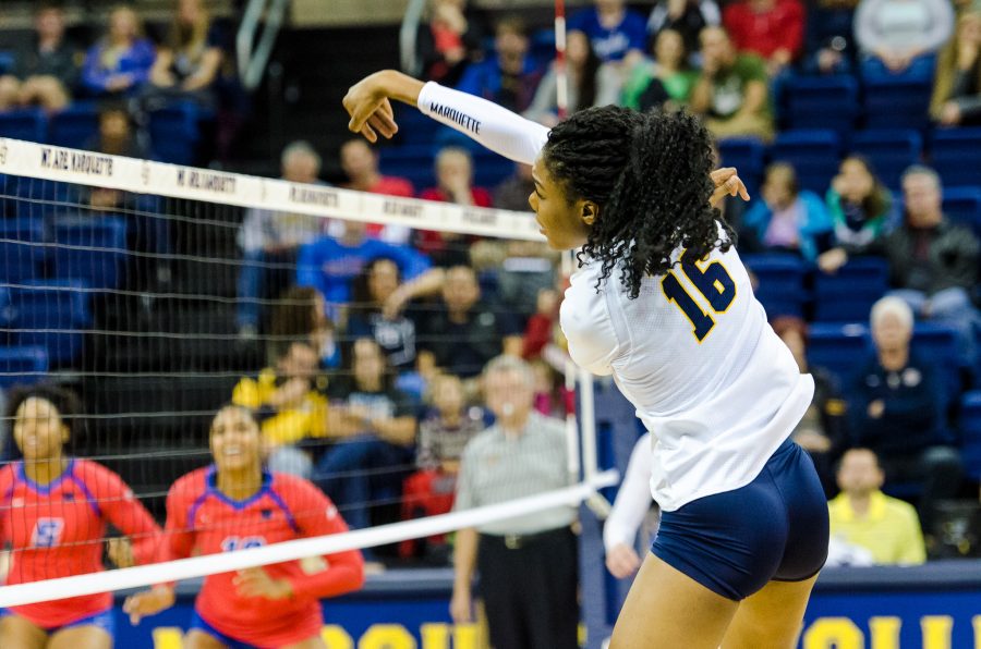 Taylor Louis had 18 kills in the Golden Eagles final match of the season.