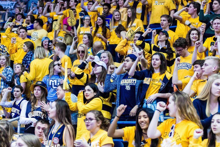 During National Marquette Day, students in the BMO Harris Bradley Center chanted vulgar remarks as the Marquette Golden Eagles battled the Xavier Musketeers.