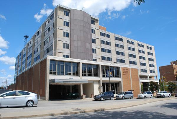 Mashuda Hall is one residence hall open during Christmas break.