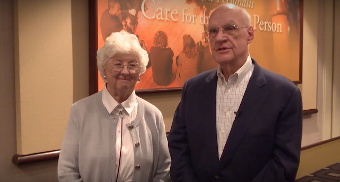 Pat (left) and Peter (right) Frechette donated the money responsible for the O'Brien Fellowship in Public Service Journalism. Photo via Marquette youtube page