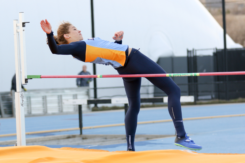 Jenna Rosenthal participates in the high jump during the Marquette Duals.