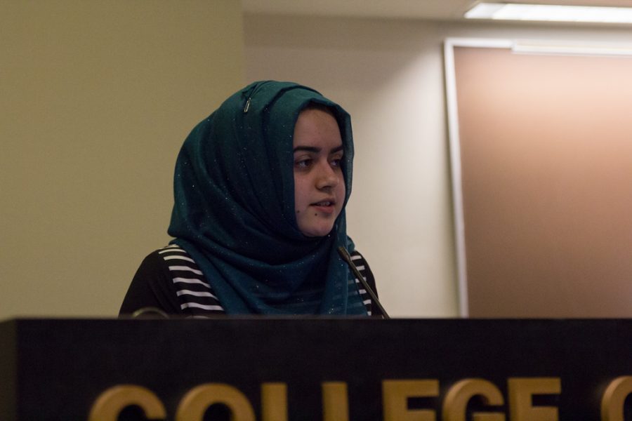 Take a Stroll In My Scarf brought mixed reactions from participants and bystanders when it was held last week by the Muslim Student Association as part of Islam Awareness Week. Photo via Andrew Himmelberg andrew.himmelberg@marquette.edu