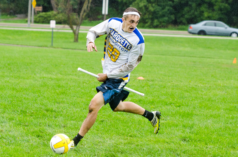 Nathan Digmann competes in quidditchs home tournament.