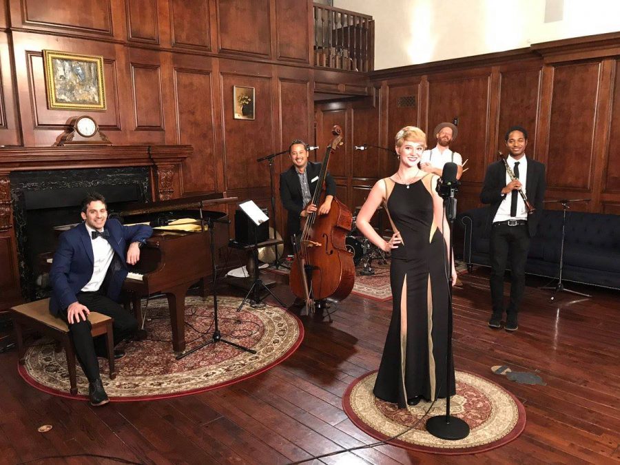 Postmodern Jukebox with singer Hannah Gill recording their cover of Somebody that I used to know. Photo via: facebook.com/postmodernjukebox