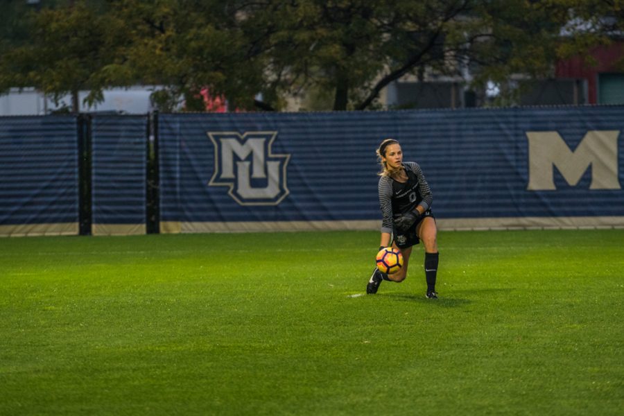 Maddy Henry made eight saves in a 3-0 loss to Georgetown Thursday afternoon.