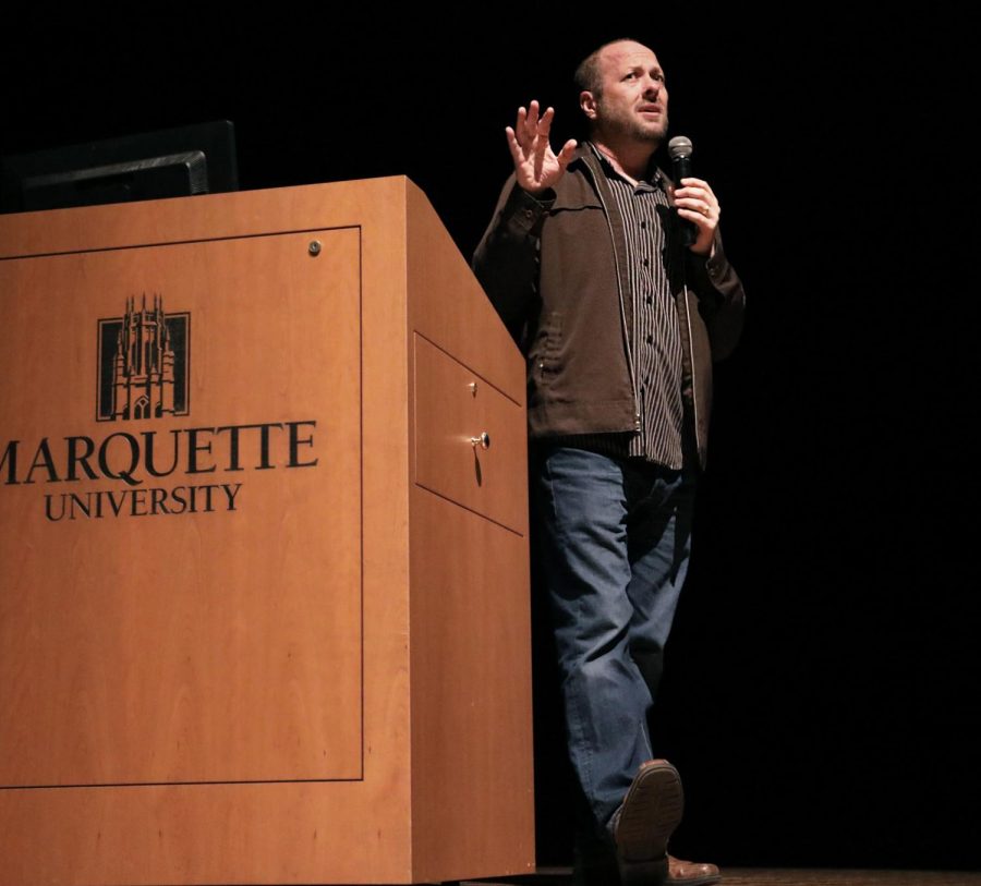 Jay Asher, author of Thirteen Reasons Why, spoke at the Weasler Nov.16.
