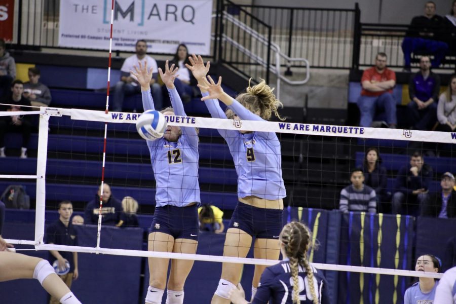 Volleyball+clinches+tournament+spot+with+wins+over+Georgetown%2C+Villanova