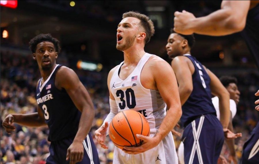 Despite Andrew Rowseys 31 points, Marquette could not defeat the No. 6 Xavier Musketeers Wednesday night at the BMO Harris Bradley Center. (Photo courtesy: Maggie Bean/Marquette Athletics)
