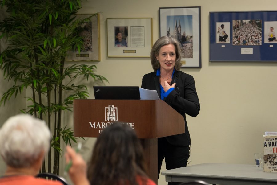 Thirty-seven years ago, four American women were murdered in El Salvador for the aid and solidarity they gave to the Salvadorians during the Cold War. Three of the women were Catholic nuns. The Office of International Education hosted author Eileen Markey last Tuesday to commemorate the churchwomen and reflect on what their story means today.