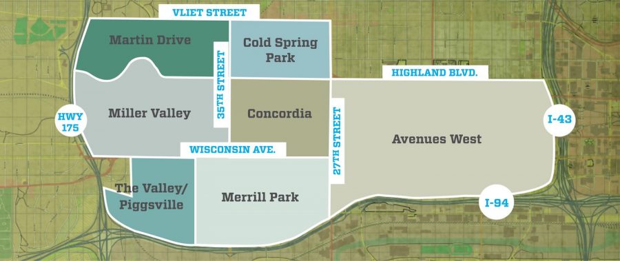 A map of the Near West Side neighborhood boundaries. Courtesy of http://nearwestsidemke.org