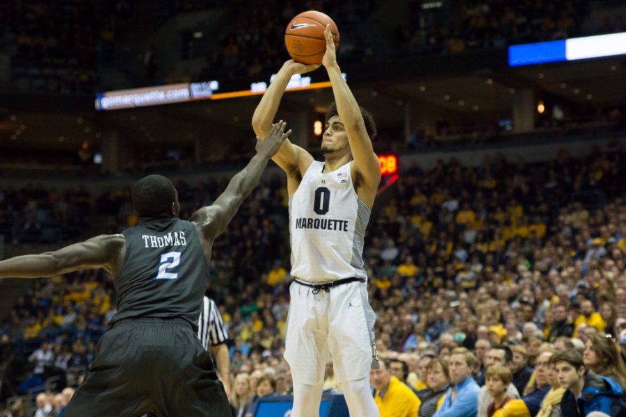 Shooting guard Markus Howard injured his right hip in the first half of Marquettes win over Creighton. His status for Wednesdays game against St. Johns is unknown.