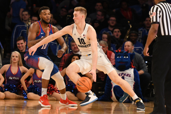 Sam Hauser relishes the opportunity to compete against some of the nations top forwards. I like to test myself, Hauser said. (Photo by Maggie Bean via Marquette Athletics.)