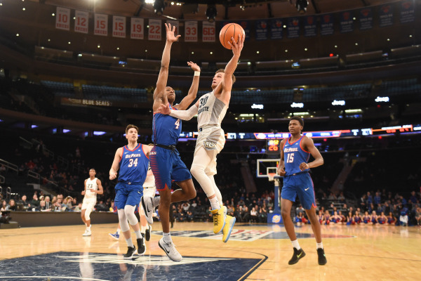 Andrew Rowsey scored 25 points to lead Marquette to a narrow victory over DePaul in the BIG EAST Tournament. (Photo courtesy of Maggie Bean/Marquette Athletics.)