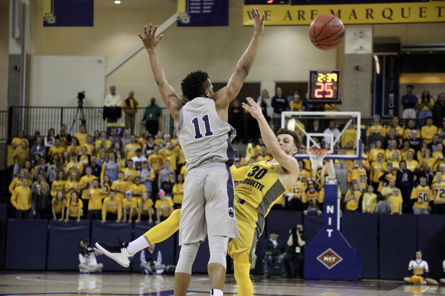 Andrew Rowsey broke Dwyane Wade's single-season scoring record with 715 points. The Golden Eagles lost to Penn State 85-80 in the NIT quarterfinals.