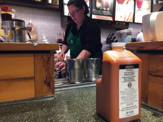 Pumpkin Spice Latte syrup often remains in stores long after autumn ends. 