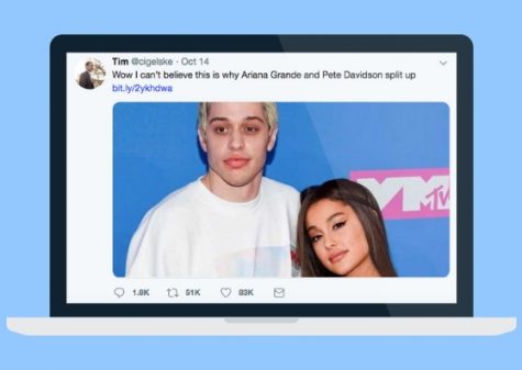Wow I cant believe this is why Ariana Grande and Pete Davidson broke up, read a tweet sent out Oct. 14 by Tim Cigelski, director of social media for Marquette University.
Thousands of people clicked the link on the tweet, trying to gain insight into the celebrity drama. But everyone who clicked the link was redirected to a voter registration page, Vote.org. Graphic by Clara Janzen
