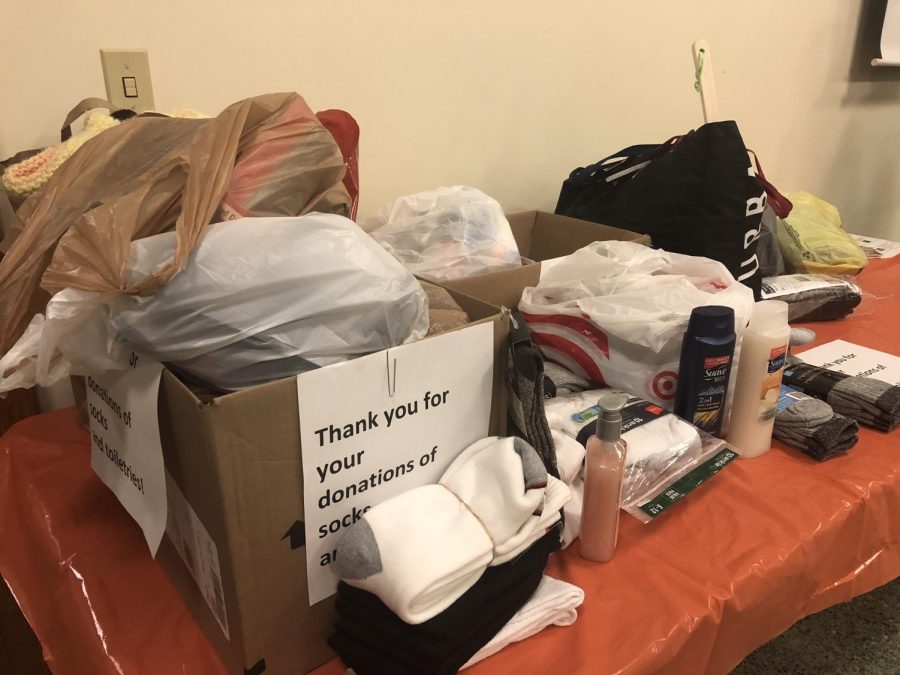 Toiletry items and new socks for men, women and children were collected before the forum. Peg Flahive, director of human concerns for the Church of the Gesu, said the donations will be given to the Cathedral Center and Capuchin Community Services. 