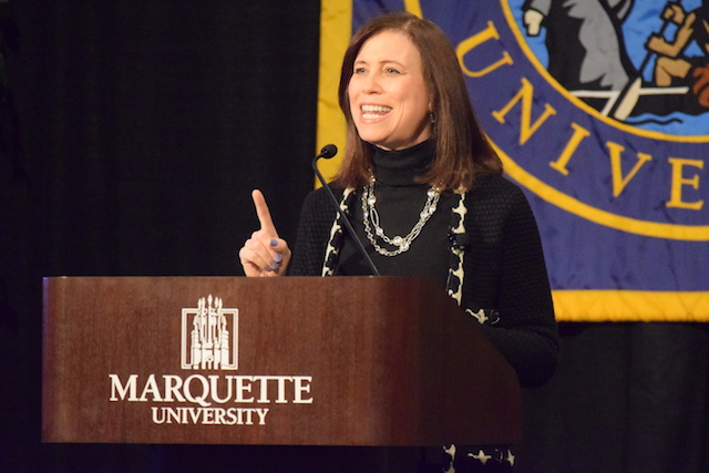 Joanne Lipman, former Editor in Chief for USA Today and best selling author, delivered a keynote address today in the Alumni Memorial Union. 