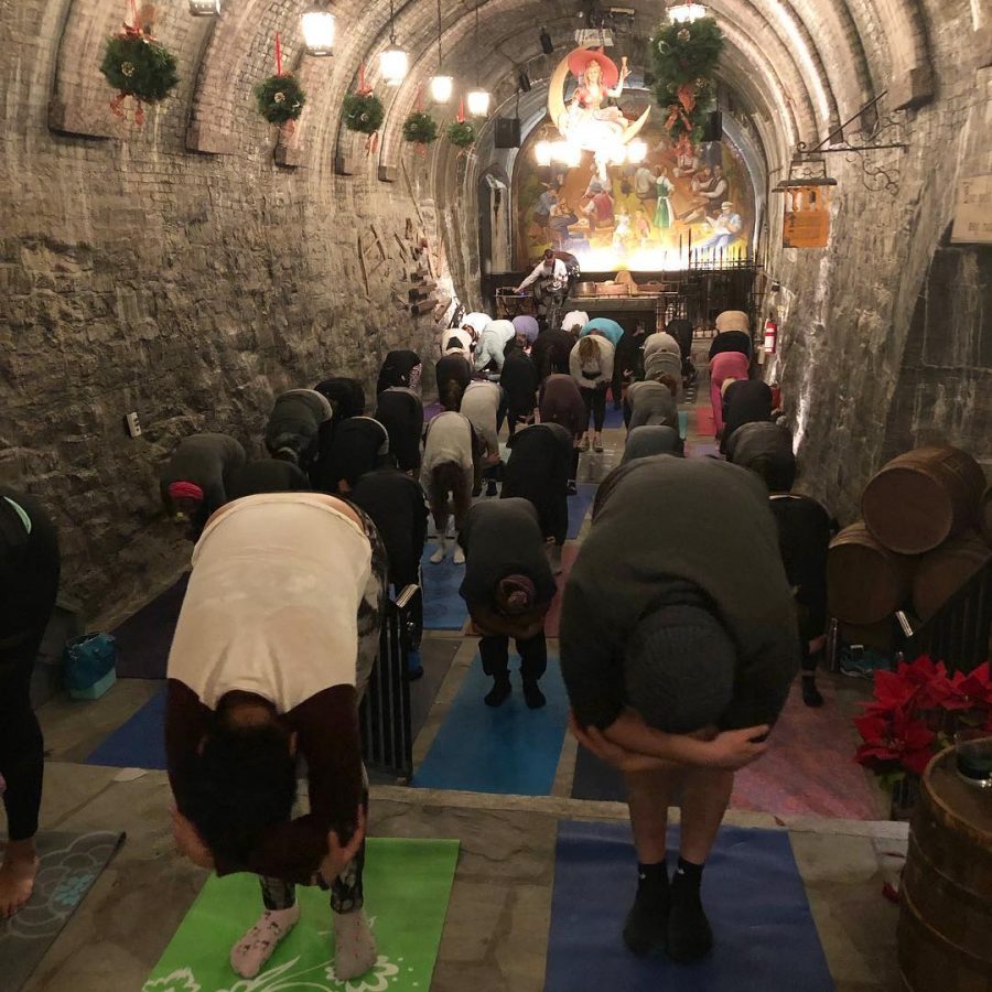 MKE Yoga Events has yoga sessions in non-traditional settings such as breweries, distilleries and even the Historic Miller Caves. 
Photo courtesy of MKE Yoga Events
