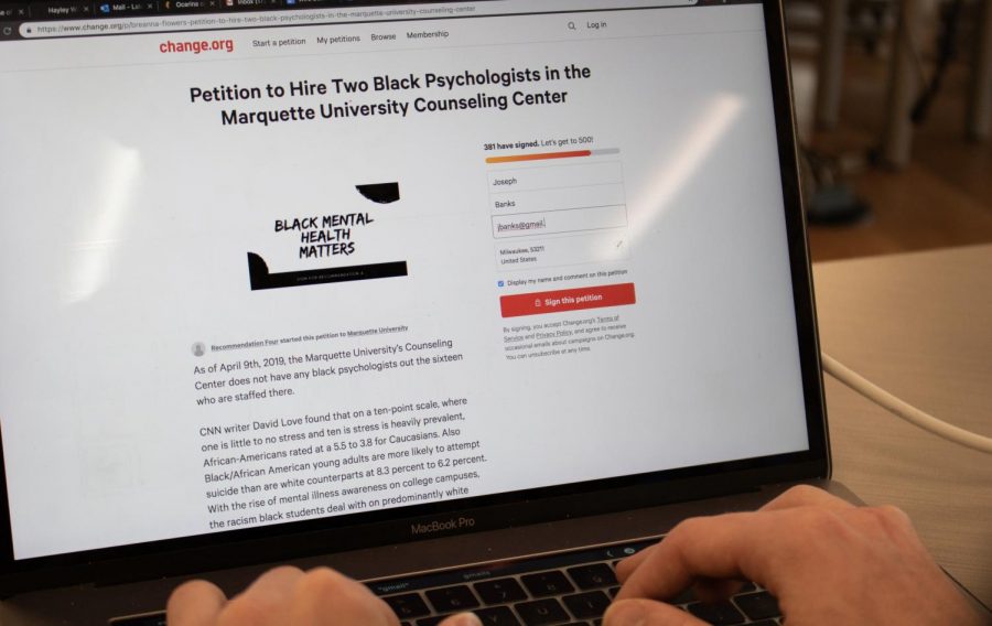 Students decided to create a petition  April 9 to hire two black psychologists to Marquettes counseling center.