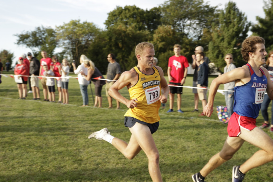 Greg Van Hollen is freshman from Barrington Illinois. He finished 51st at the Illinois State Invite Sept. 13. This past weekend he finished fourth at the Bradley Pink Classic in the white race. (Photo courtesy of Marquette Athletics.) 