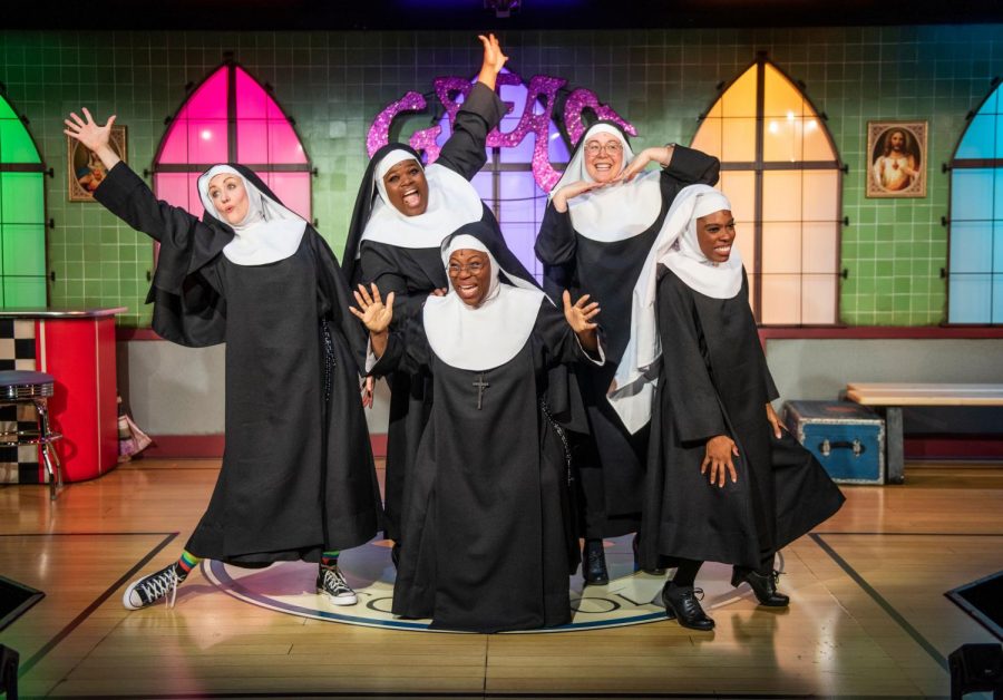 The cast of irreverent, comedic nuns includes, listed from left to right, actors Kelley Faulkner, Lachrisa Grandberry, Melody Betts, Veronica Garza and Candace Thomas.
