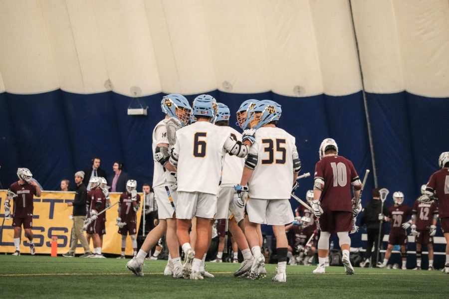 Mens lacrosse prevailed in the Golden Eagles home opener against Bellarmine 11-10 Saturday. 